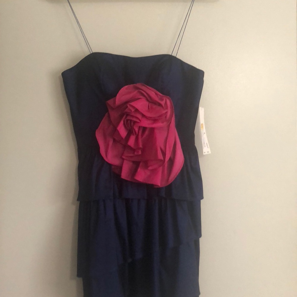 Navy Dress with Rosette